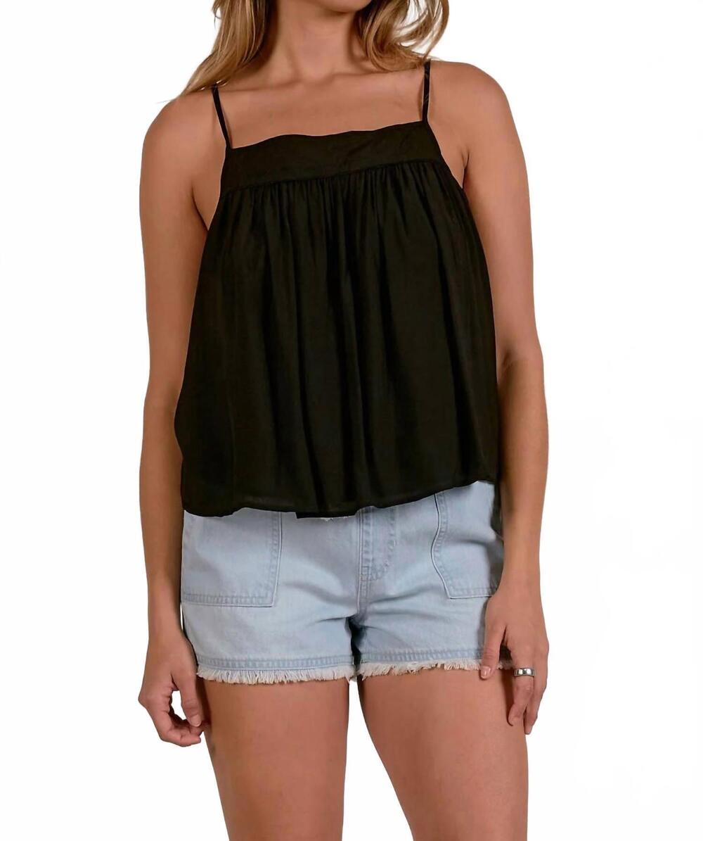 NEW ELAN luna square neck tank top in black